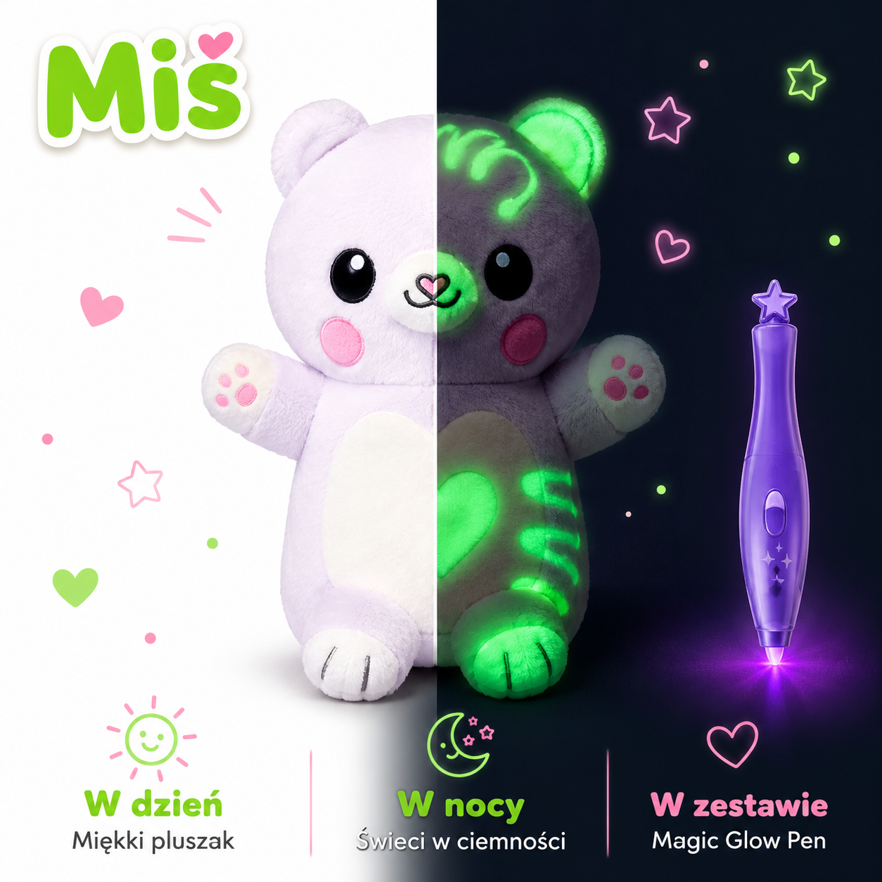 Magiczny Miluś™ - pluszak, na którym dziecko rysuje światłem